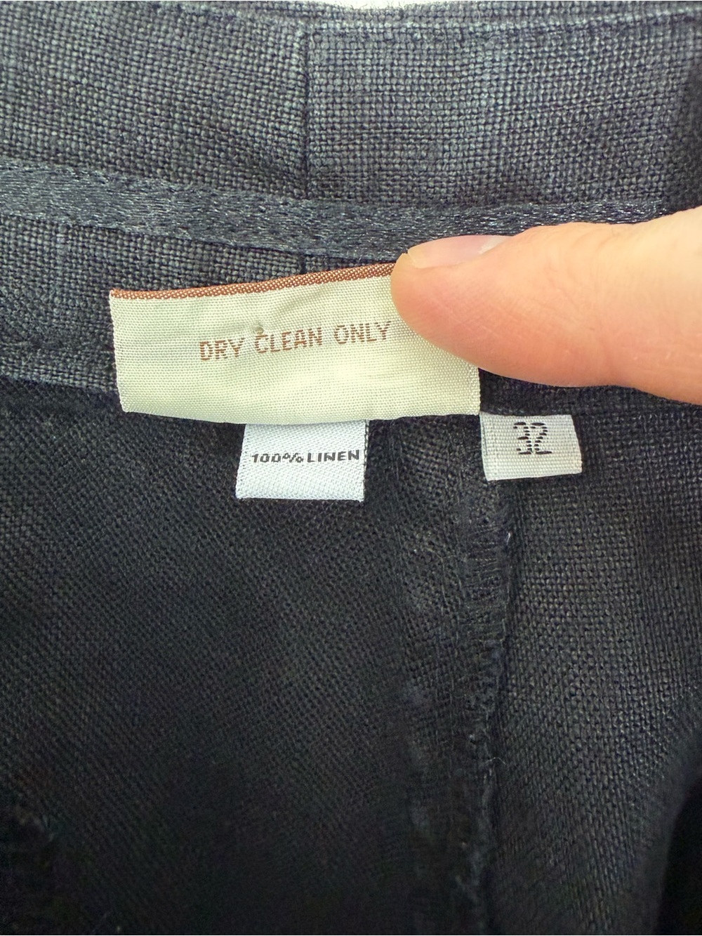 Vintage Linen Trouser Pants Women’s Size 32 Black 90s - Picture 6 of 8